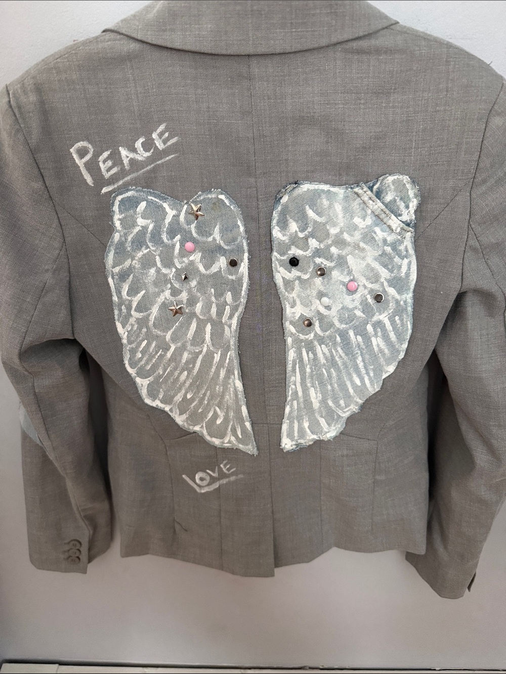 Botique Gray Jean Wing-Back Embellished Jacket